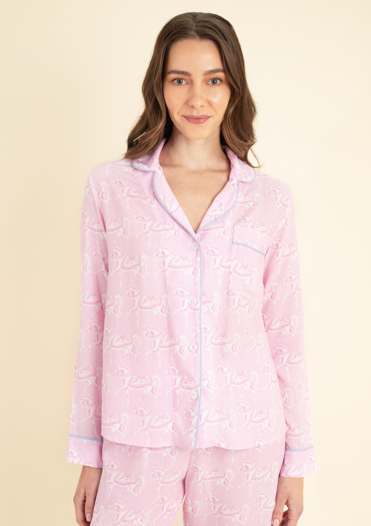 Whisper Long Sleeve Pajama Set | Blossomare Print | Feather Pink