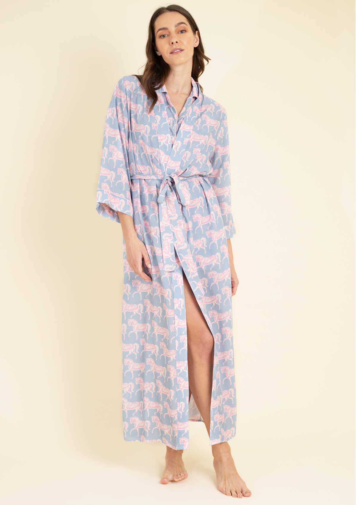 Whisper Robe | Blossomare Print | Ice Blue | Equestrian Sleepwear Collection