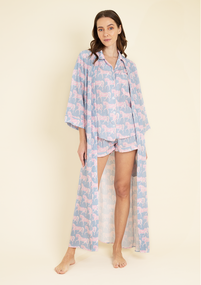 Whisper Robe | Blossomare Print | Ice Blue | Equestrian Sleepwear Collection