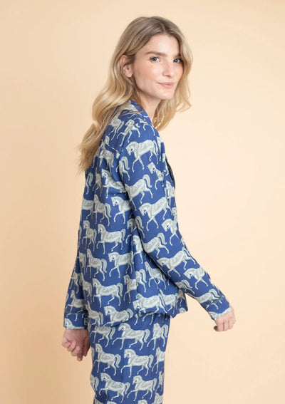 Whisper Long Sleeve Pajama Set | Blossomare Print | Navy & Green