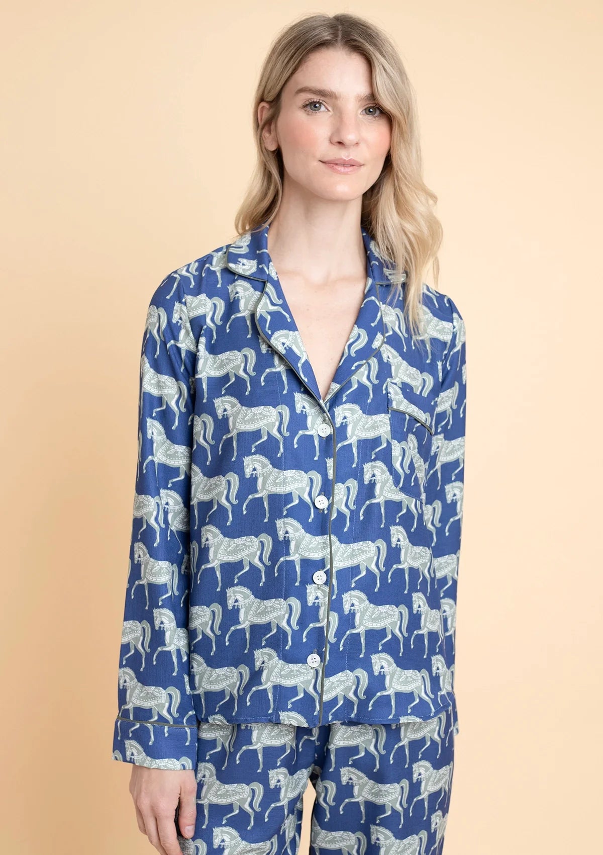 Whisper Long Sleeve Pajama Set | Blossomare Print | Navy & Green