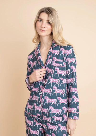 Whisper Long Sleeve Pajama Set | Blossomare Print | Green & Blush