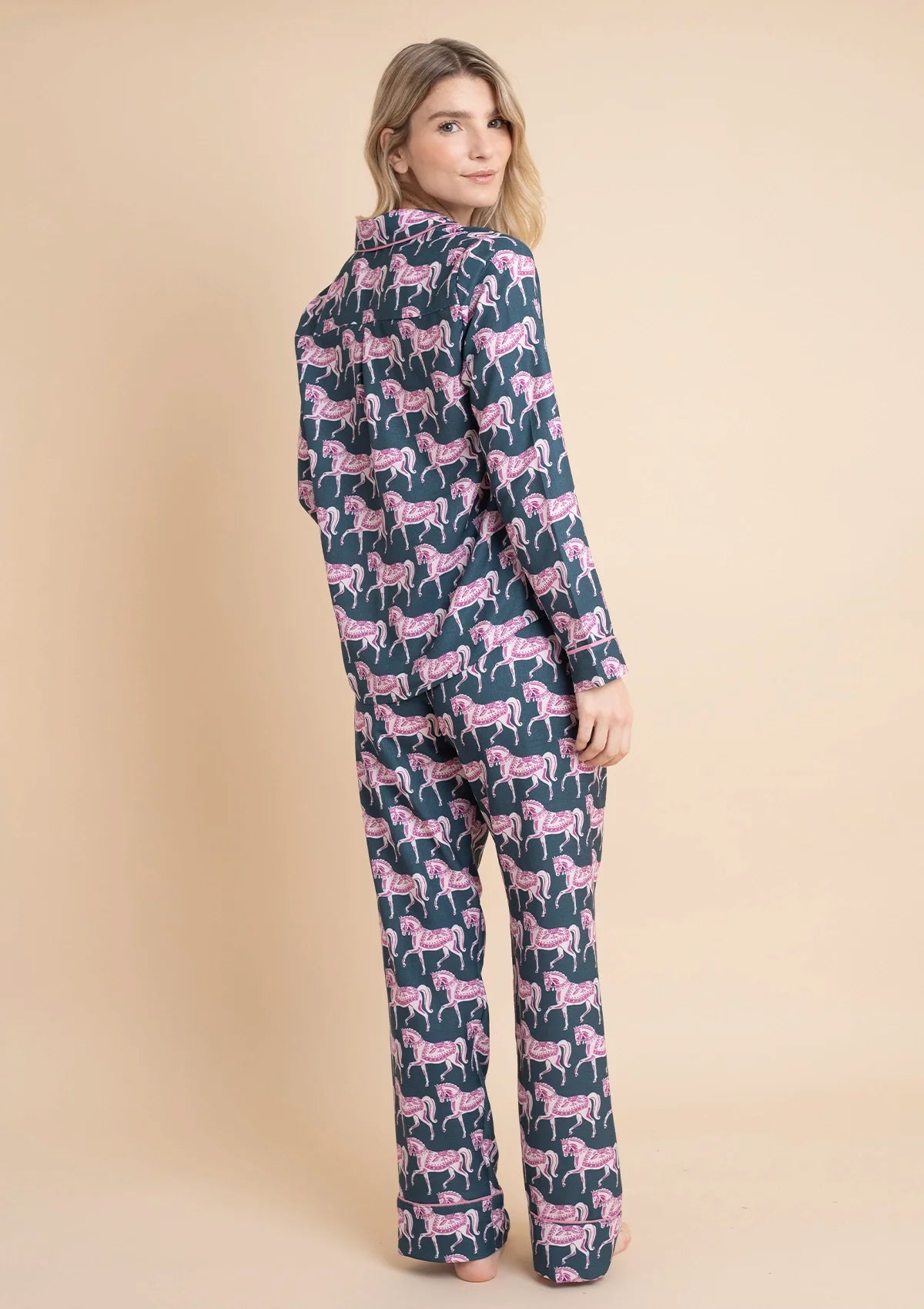 Whisper Long Sleeve Pajama Set | Blossomare Print | Green & Blush