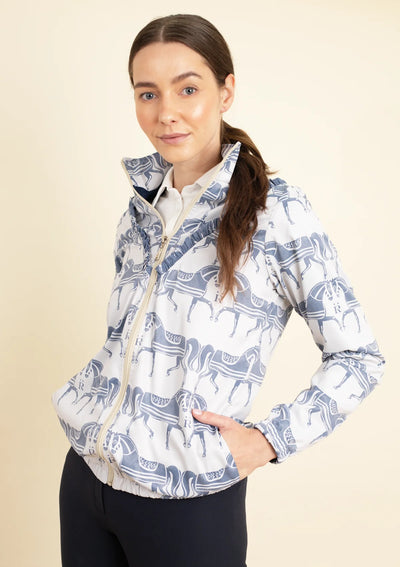 Zara Winbreaker with Ruffle - Steed Print- Sand and Blue