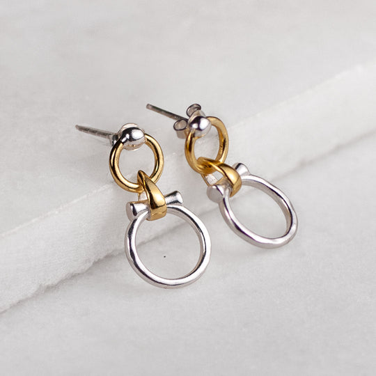 Aikon - Horse Bit Equestrian Earring Two Tone