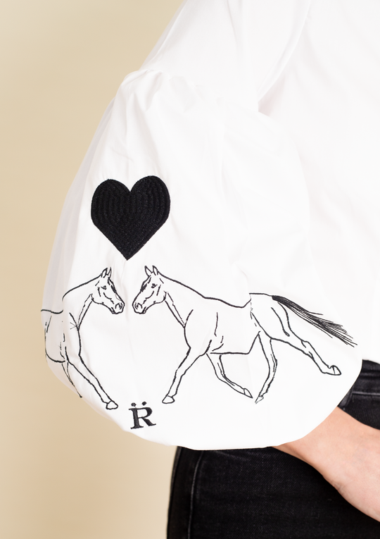 Annie Shirt Embroidered | White &amp; Black