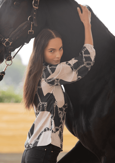 Aurora Blouse | Saddlery Print | Noirtaupe