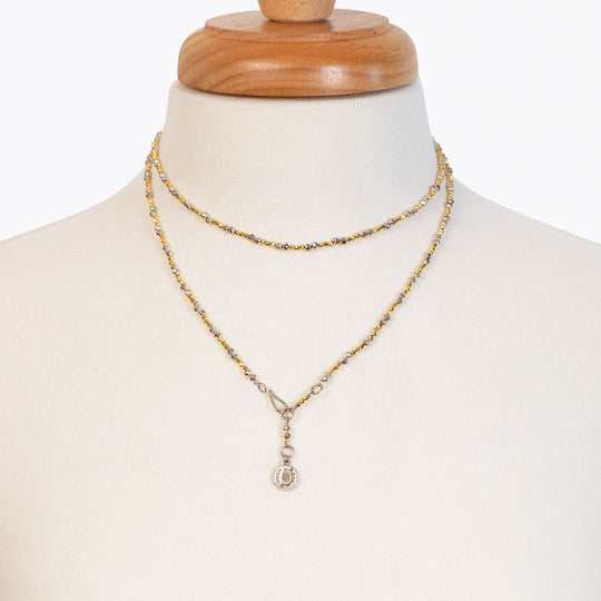 Aurora - Pyrite Silver &amp; Gold Horseshoe Coin Strand Necklace