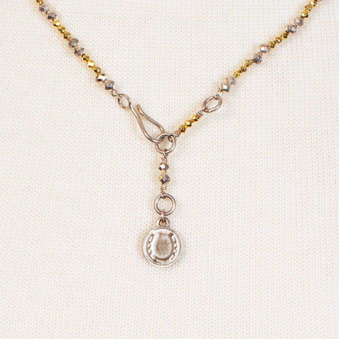 Aurora - Pyrite Silver &amp; Gold Horseshoe Coin Strand Necklace