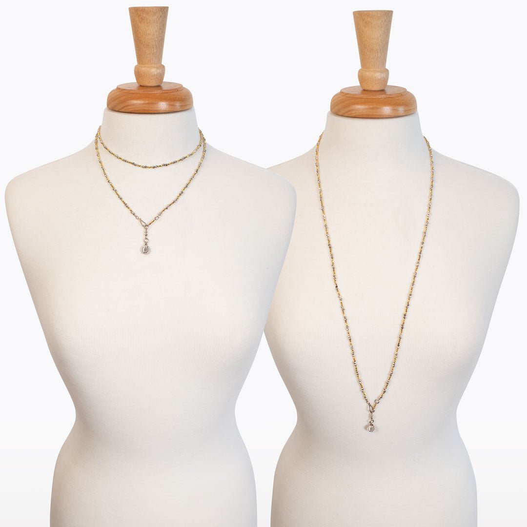Aurora - Pyrite Silver &amp; Gold Horseshoe Coin Strand Necklace