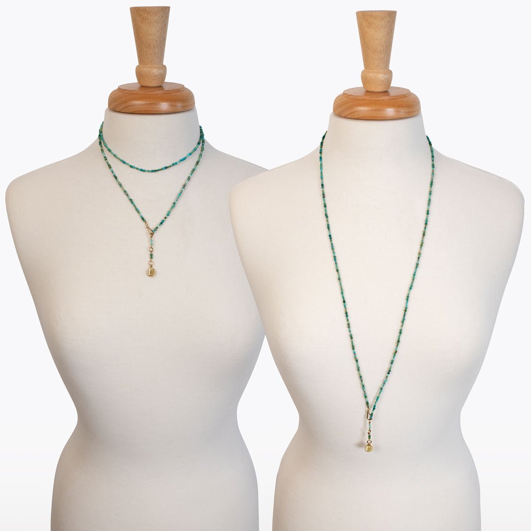 Aurora - Turquoise &amp; Gold Horseshoe Coin Strand Necklace
