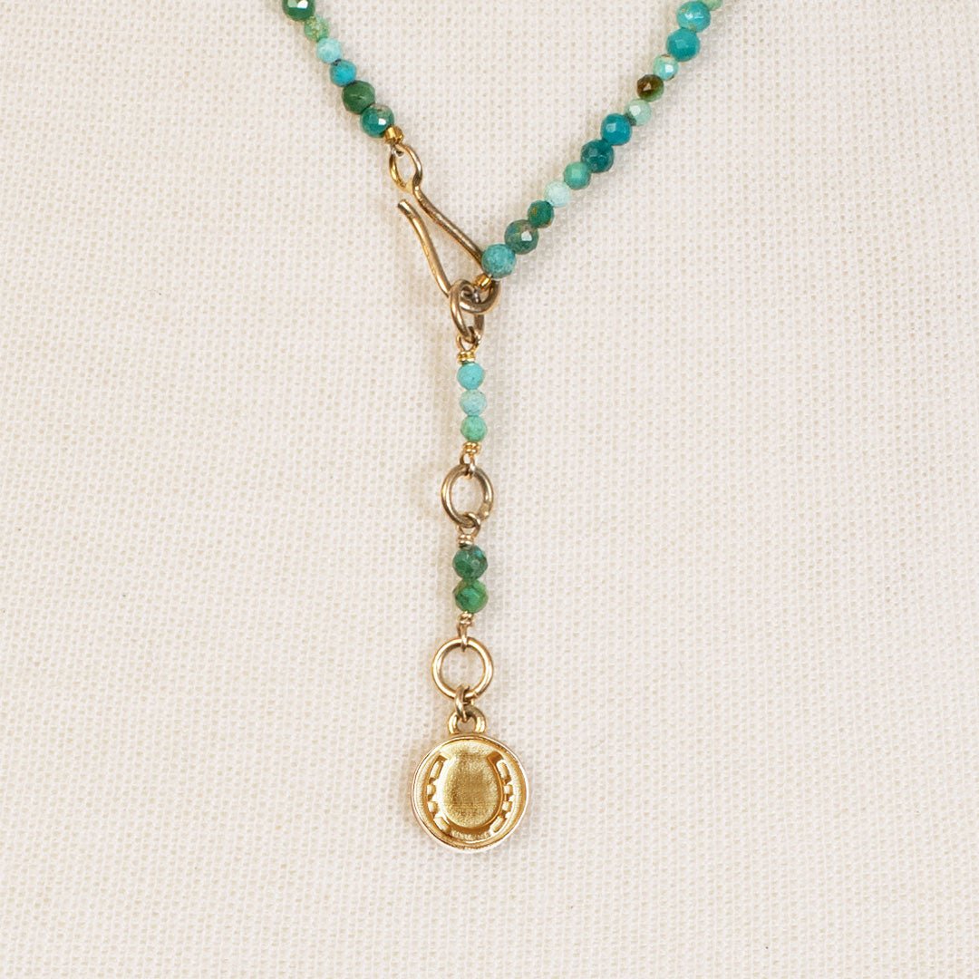 Aurora - Turquoise &amp; Gold Horseshoe Coin Strand Necklace
