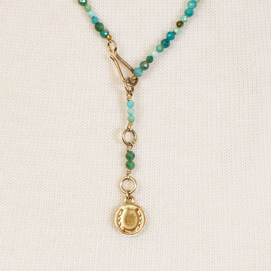 Aurora - Turquoise &amp; Gold Horseshoe Coin Strand Necklace