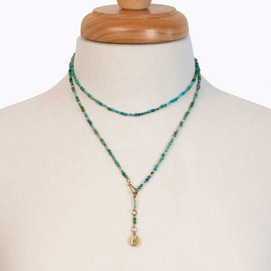 Aurora - Turquoise &amp; Gold Horseshoe Coin Strand Necklace