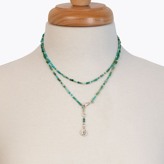 Aurora - Turquoise &amp; Silver Horseshoe Coin Strand Necklace