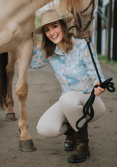 Basic Linen Shirt | Geo Horses Celeste