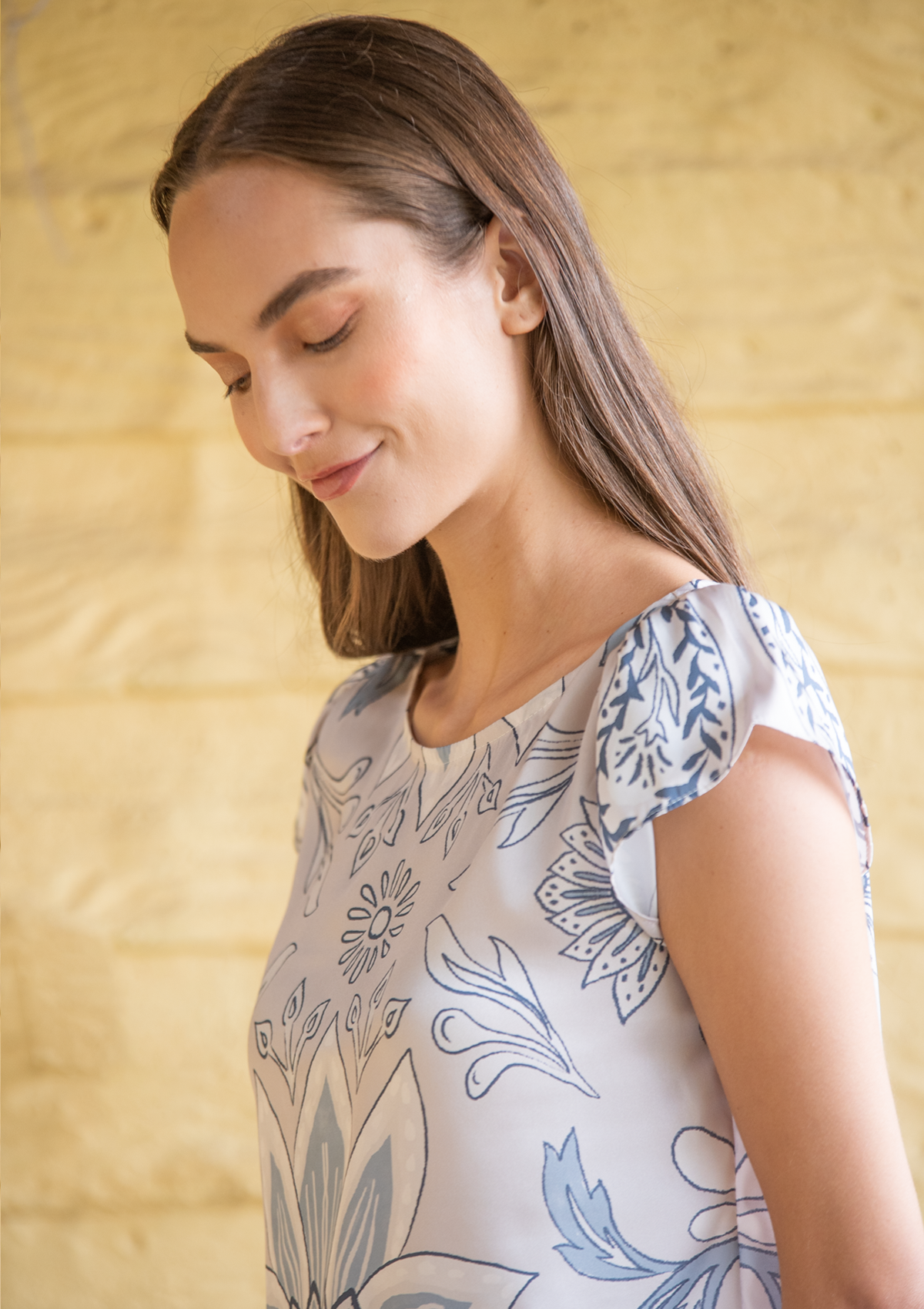 Galatea Blouse | Lilyrose print | Steel