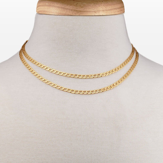 Cadence - Equestrian Curb Chain T-Bar Necklace in Gold