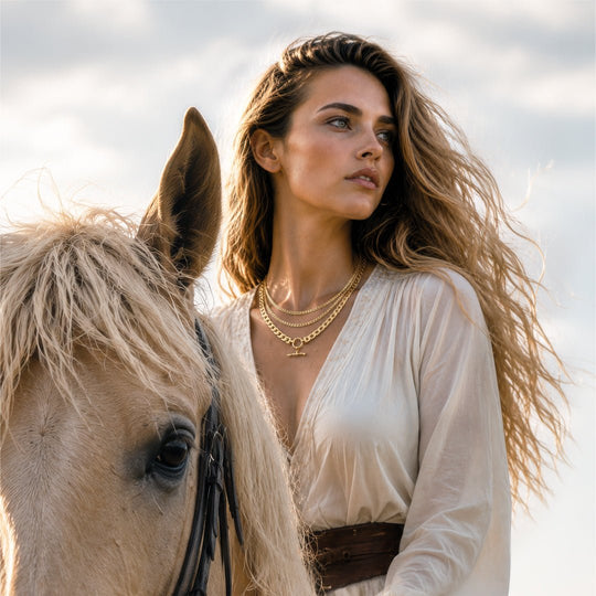 Cadence - Equestrian Curb Chain T-Bar Necklace in Gold