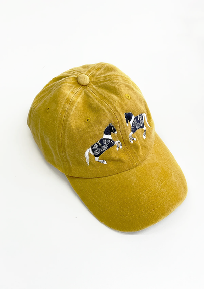 Equestrian Cotton Carousel Cap | Mustard