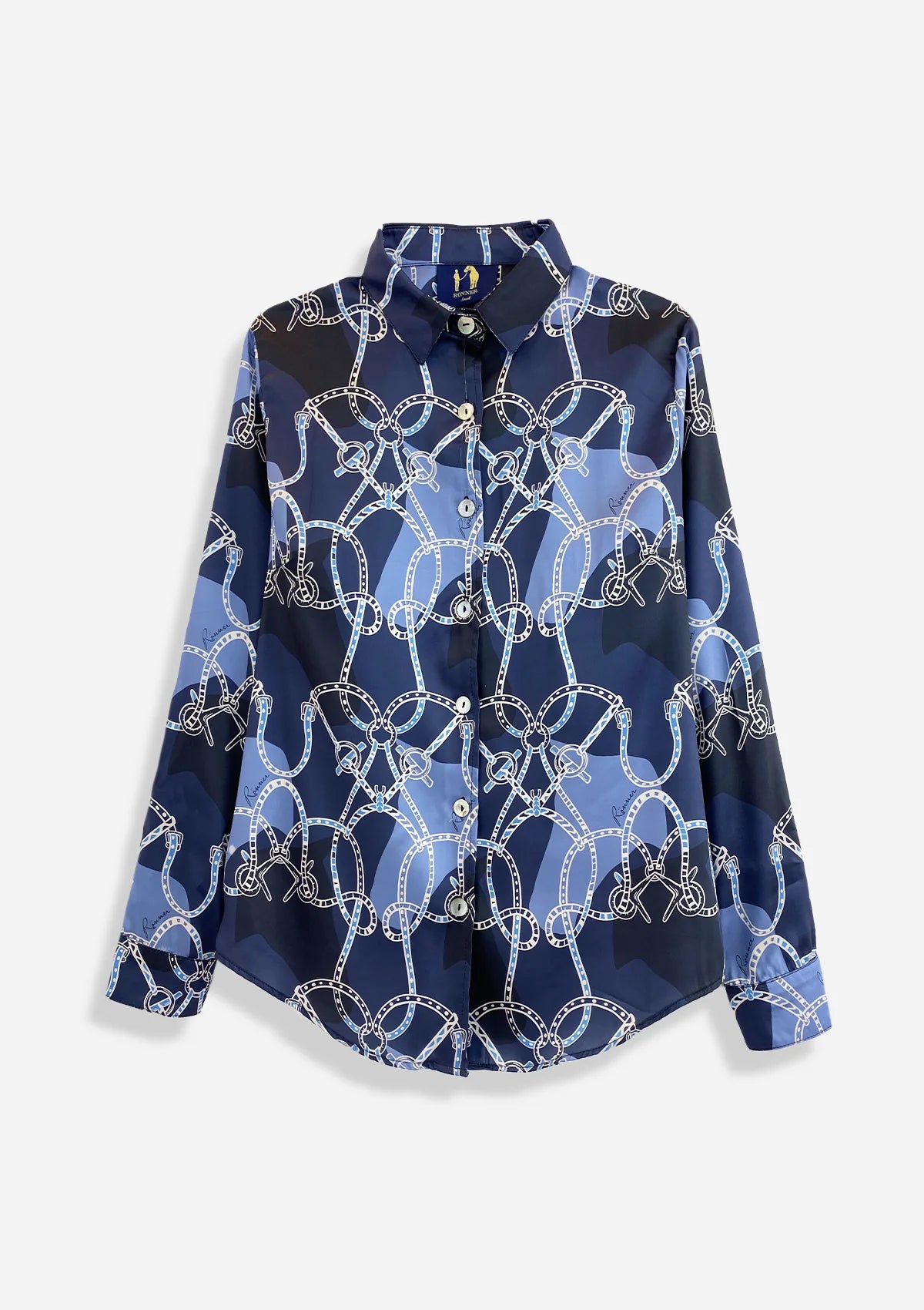 Juliet Button-down Shirt | Saddlery Print | Navy