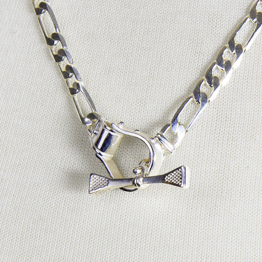 Cortina - Cuban Chain Western Stirrup Bracelet in Silver