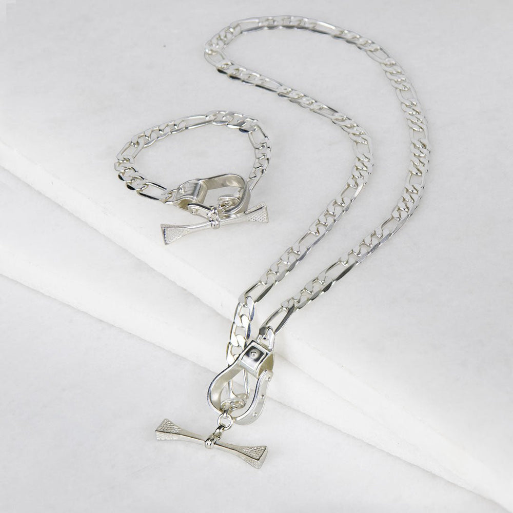 Cortina - Cuban Chain Western Stirrup Bracelet in Silver