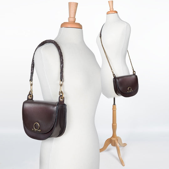 Coronado- Horse Bit Lock Luxury Leather Handbag in Deep Brown