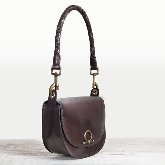 Coronado- Horse Bit Lock Luxury Leather Handbag in Deep Brown
