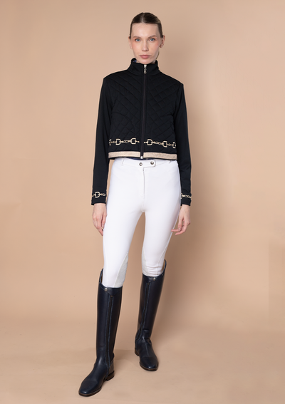 Ember Embroidered Cropped Zip Jacket | Black