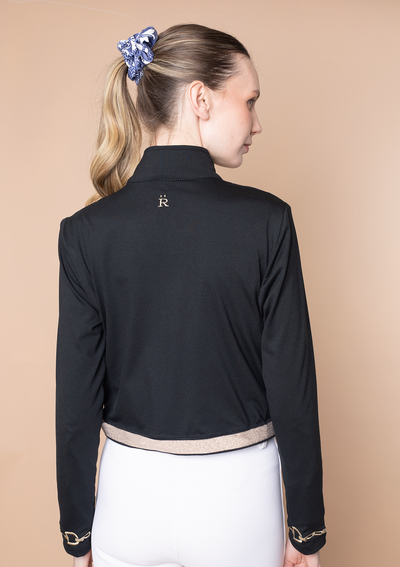 Ember Embroidered Cropped Zip Jacket | Black