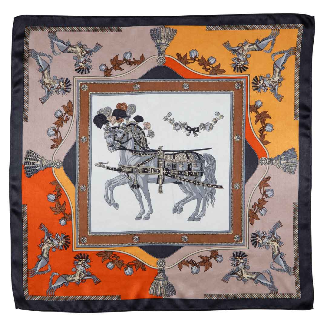 Helena - Stylized Equestrian Scarf in Bold Amber &amp; Tangerine