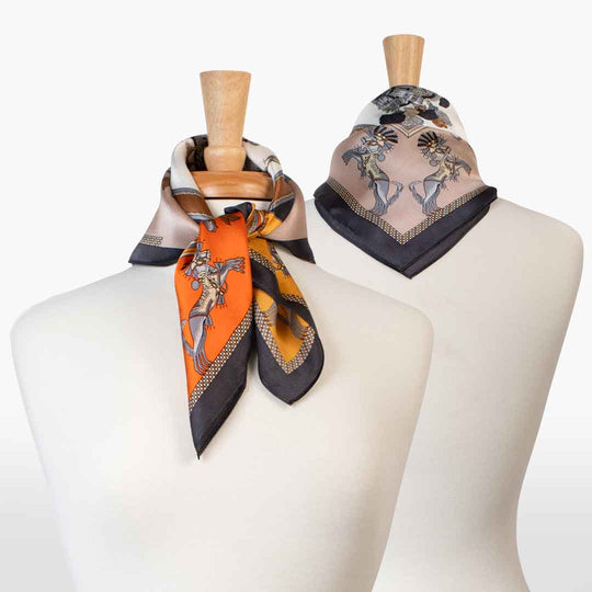 Helena - Stylized Equestrian Scarf in Bold Amber &amp; Tangerine