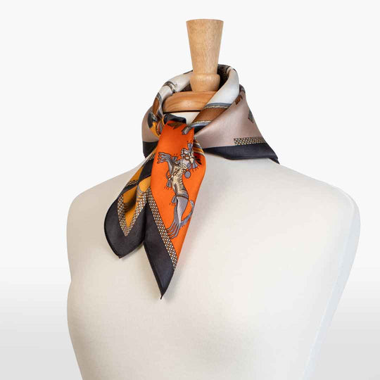 Helena - Stylized Equestrian Scarf in Bold Amber &amp; Tangerine