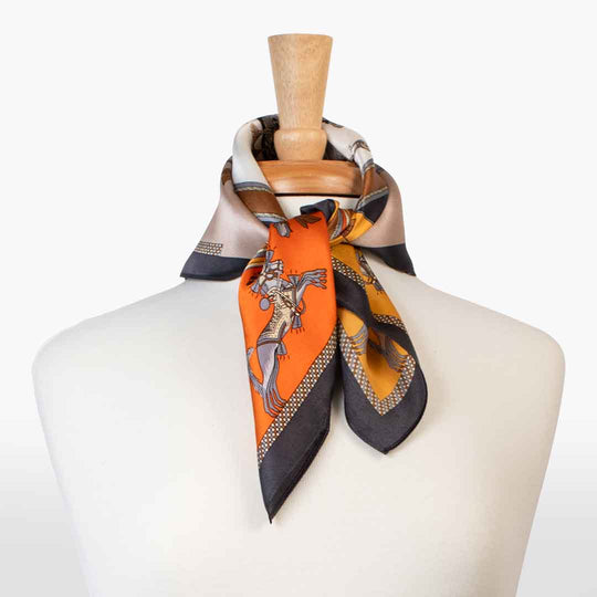 Helena - Stylized Equestrian Scarf in Bold Amber &amp; Tangerine