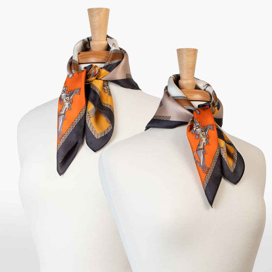 Helena - Stylized Equestrian Scarf in Bold Amber &amp; Tangerine