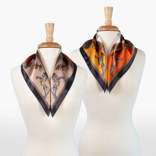 Helena - Stylized Equestrian Scarf in Bold Amber &amp; Tangerine