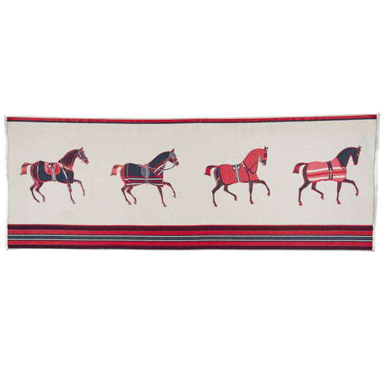 Equus -  Crimson Equestrian Motif Luxe Shawl