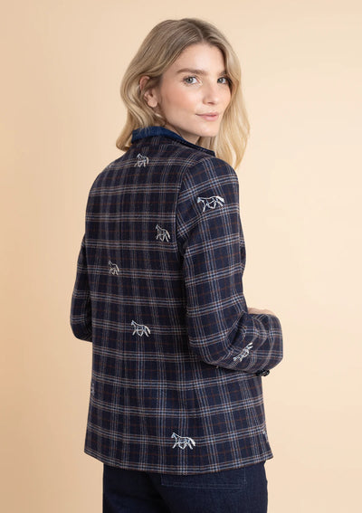 Cavaletti Embroidered Blazer | Navy Plaid