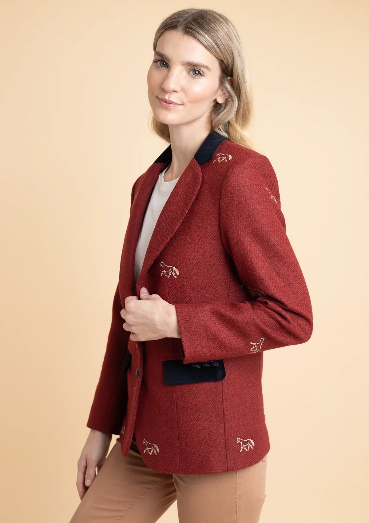 Cavaletti Embroidered Blazer | Burgundy