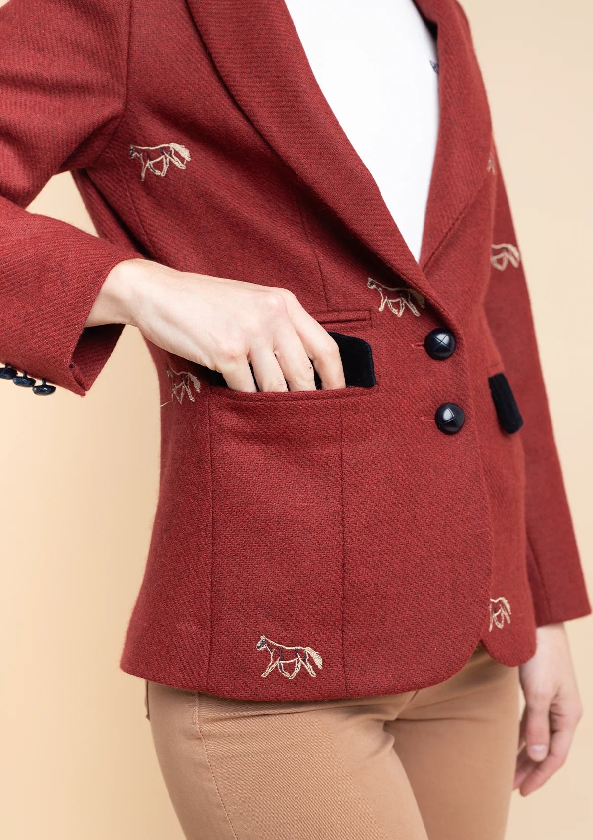 Cavaletti Embroidered Blazer | Burgundy