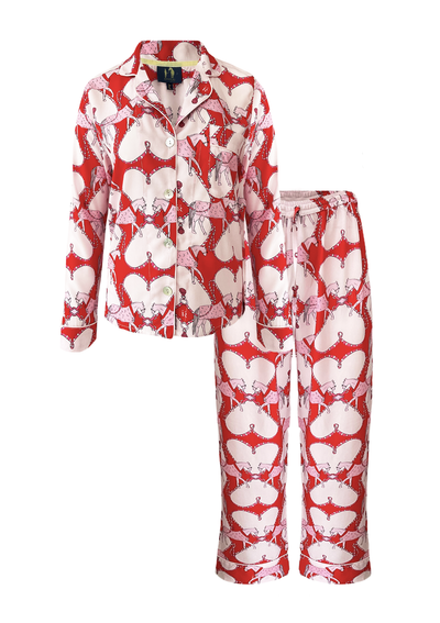 Horsebond PJ’s Set Long Sleeve | Red & White | Equestrian Sleepwear Collection