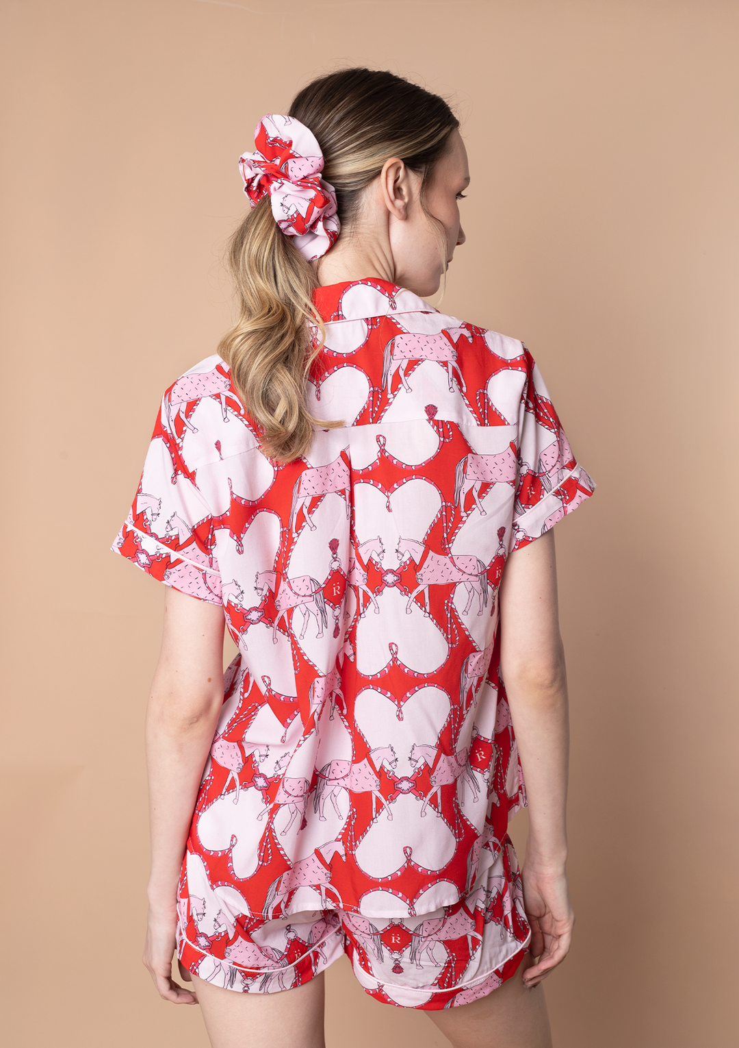 Horsebond PJ’s Set Short Sleeve | Red &amp; White | Equestrian Sleepwear Collection