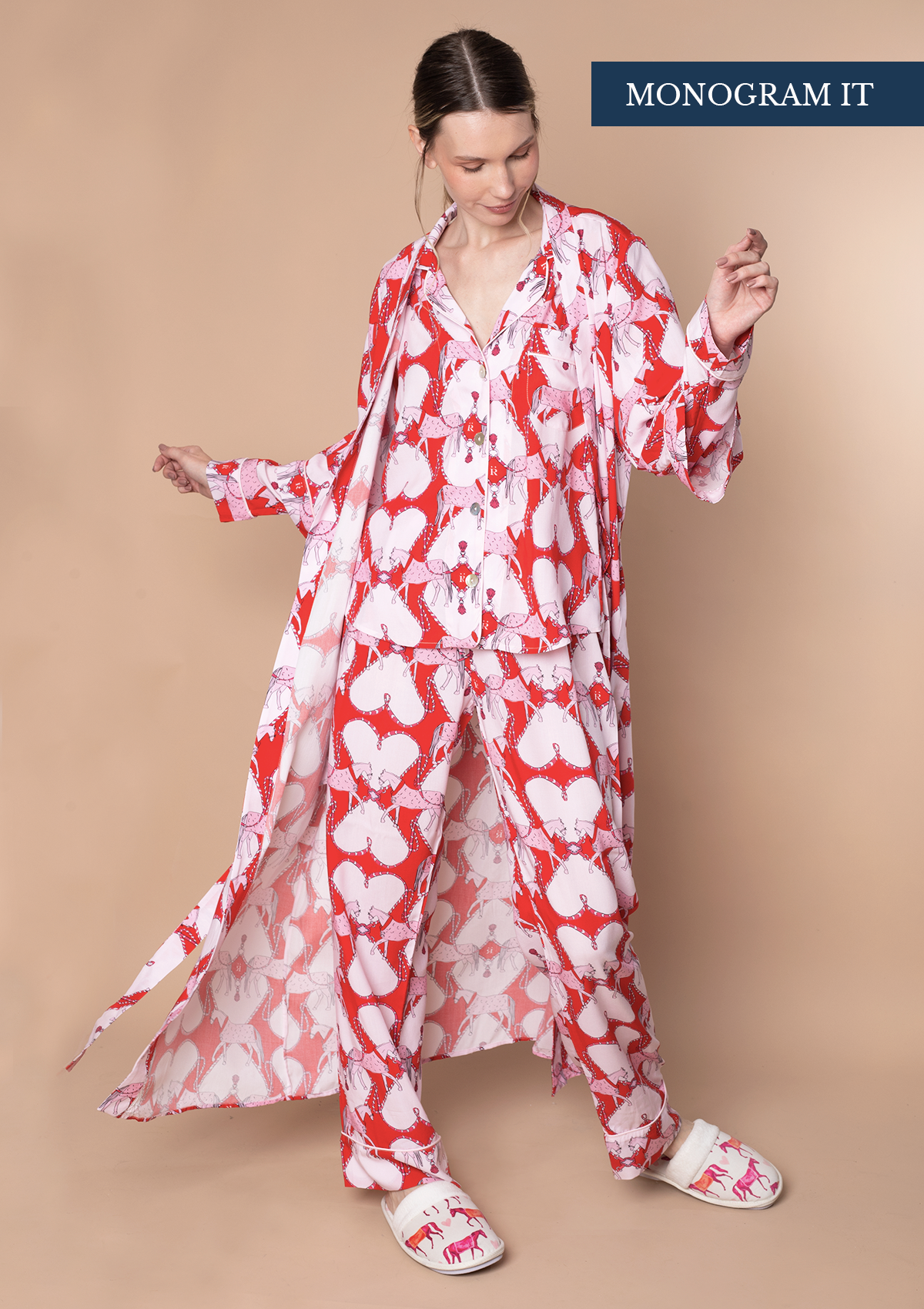 Horsebond Robe | Red & White | Equestrian Sleepwear Collection