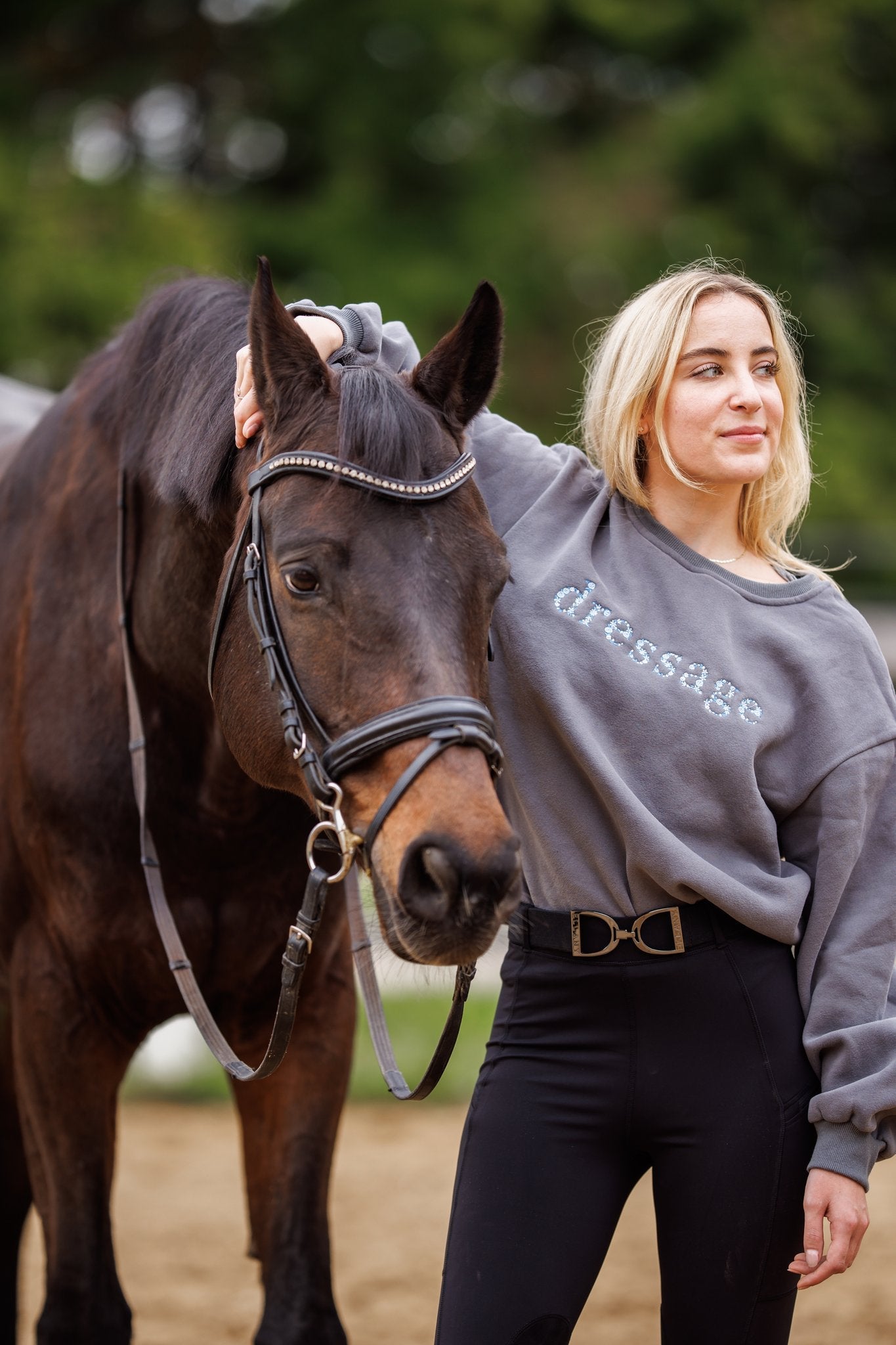 Grey "DRESSAGE" Sweatshirt - Blue Ombre