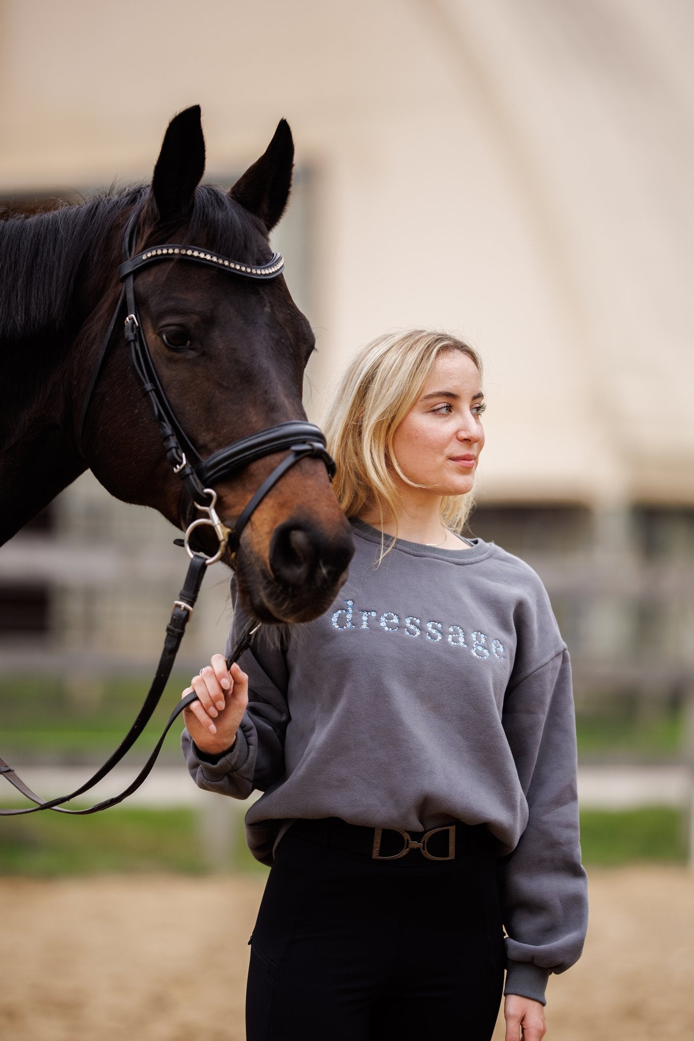 Grey "DRESSAGE" Sweatshirt - Blue Ombre