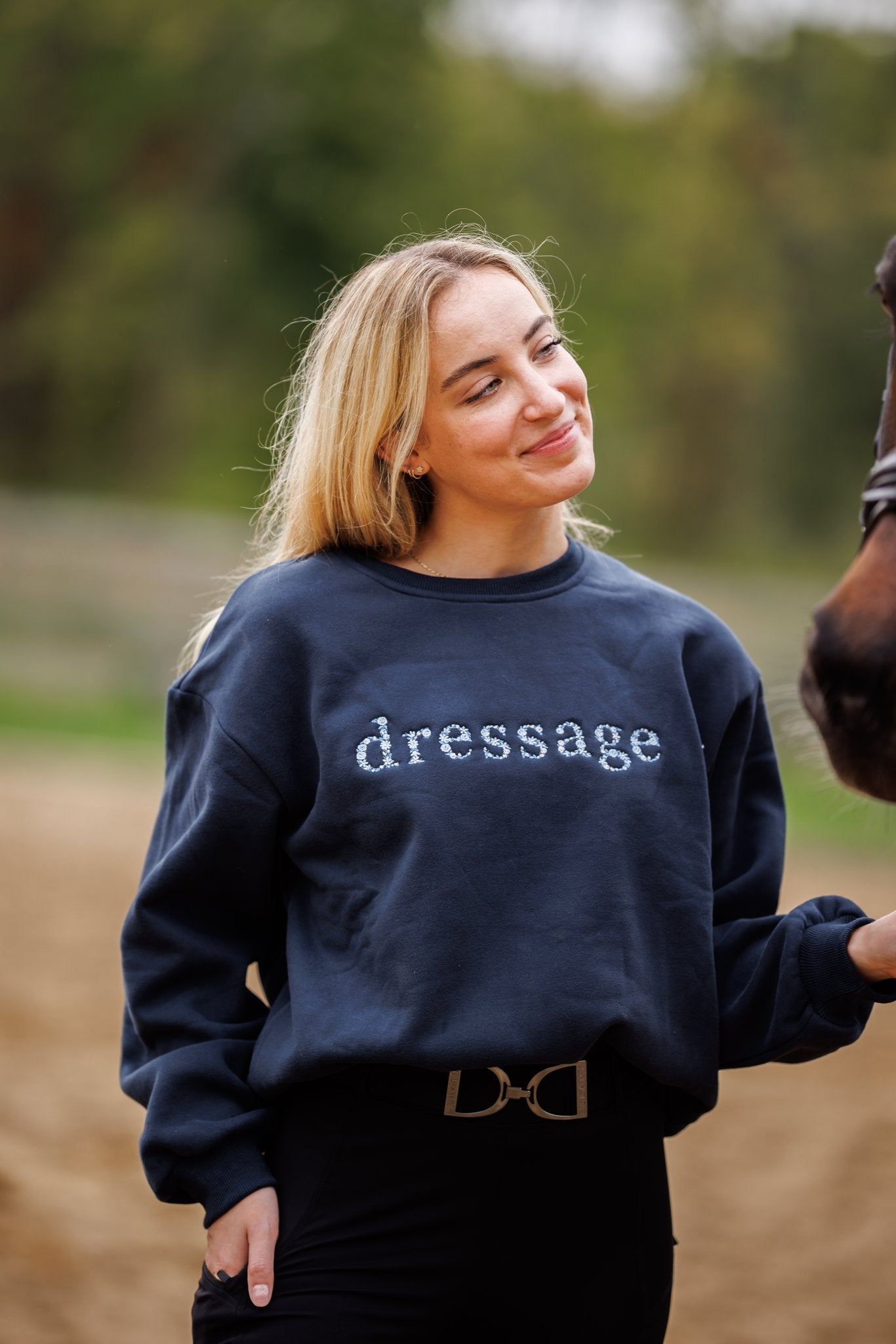 Navy "DRESSAGE" Sweatshirt - Blue Ombre