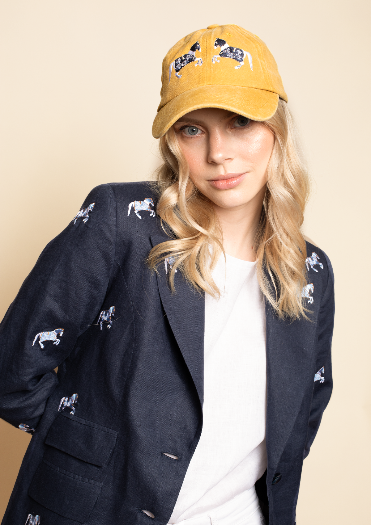 Equestrian Cotton Carousel Cap | Mustard