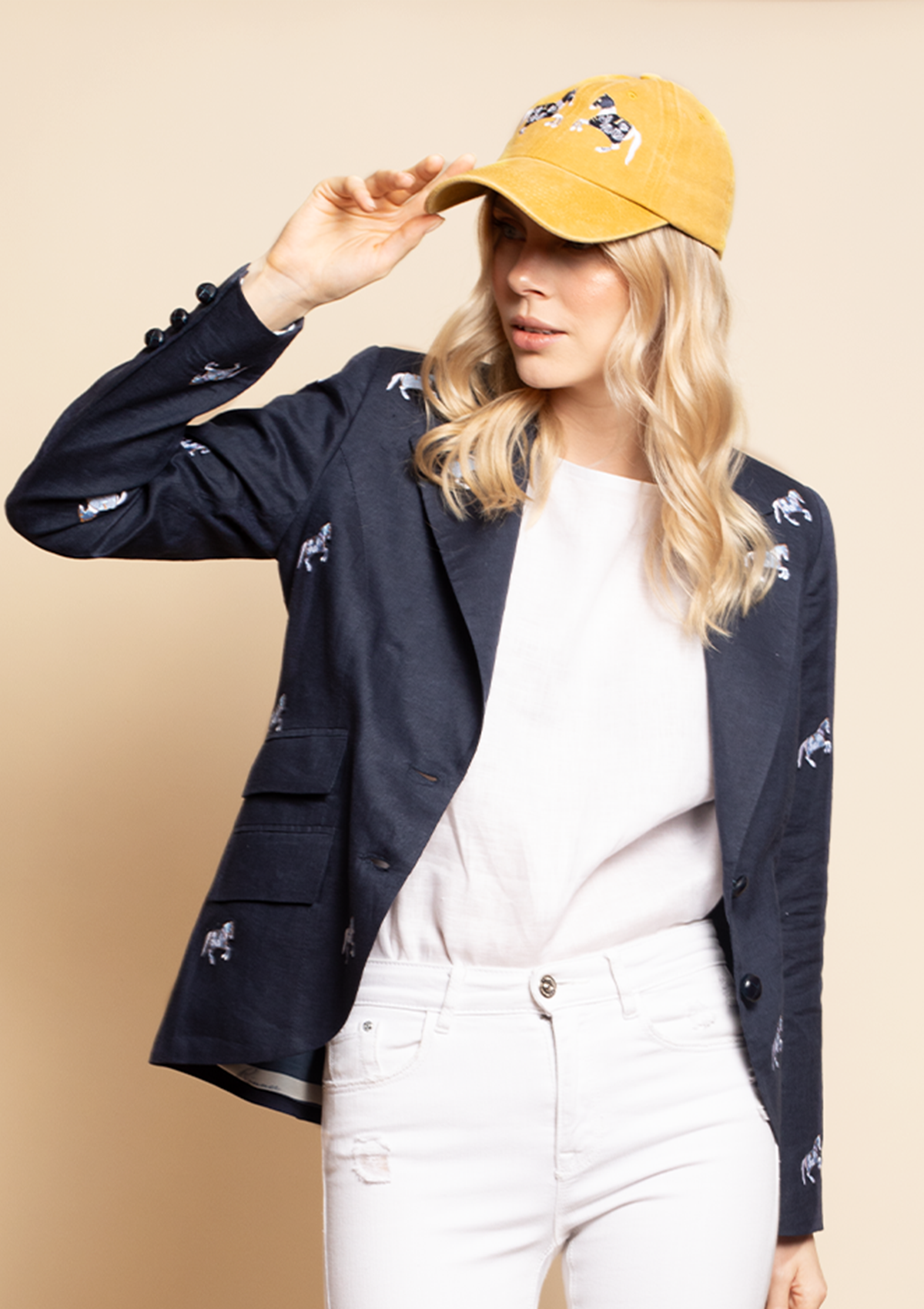 Equestrian Cotton Carousel Cap | Mustard