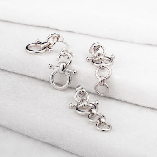 Ocala - Single Horse Bit Equestrian Earring in Silver